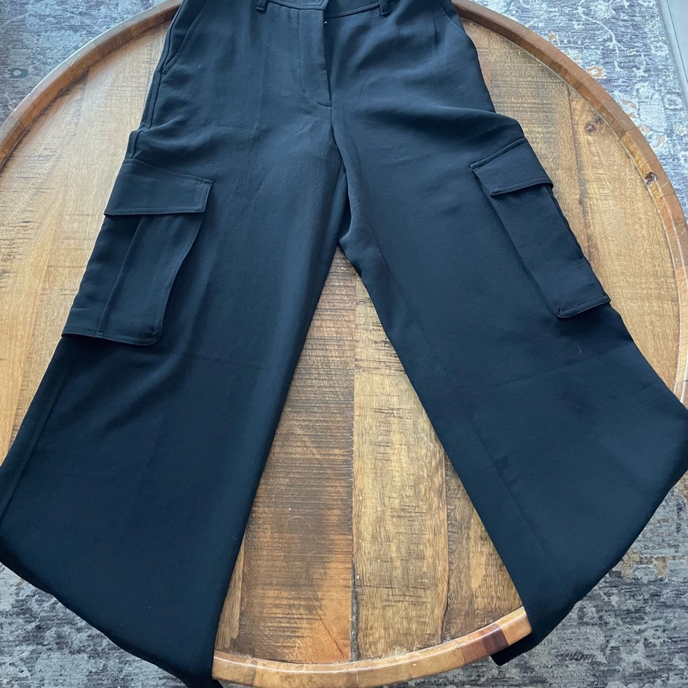 Wilfred Black Wide-Leg Cargo Pants